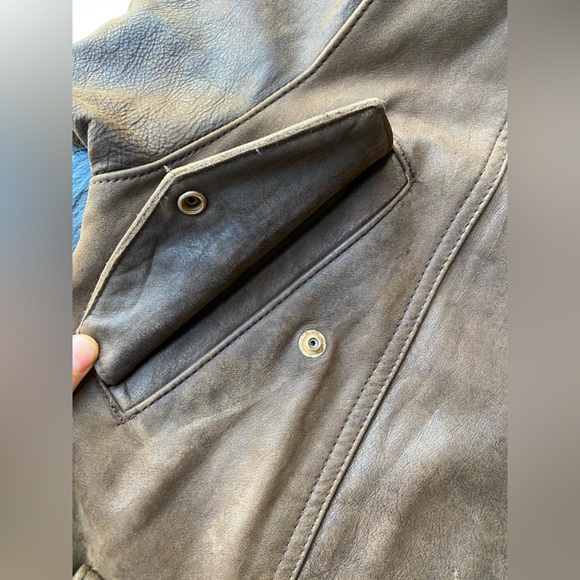 Vintage Laurence Roy brown belted leather jacket size S - Picture 8 of 16